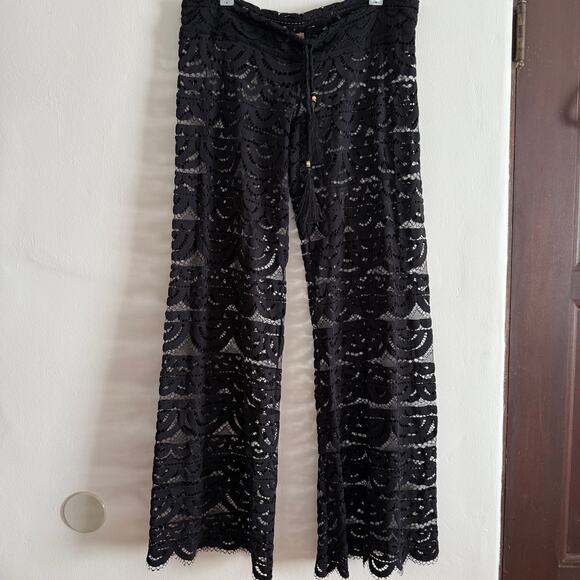 PQ Swimwear PilyQ | Lace Flare Leg Low Rise Swim Cover Up Beach Pants | Small - Picture 2 of 7